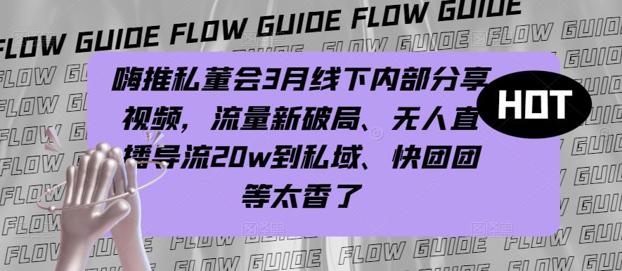 嗨推私董会3月线下内部分享视频，流量新破局、无人直播导流20w到私域、快团团等太香了-氢气球网创资源库