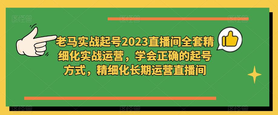 老马实战起号2023直播间全套精细化实战运营，学会正确的起号方式，精细化长期运营直播间-氢气球网创资源库