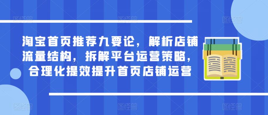 淘宝首页推荐九要论，解析店铺流量结构，拆解平台运营策略，合理化提效提升首页店铺运营-氢气球网创资源库