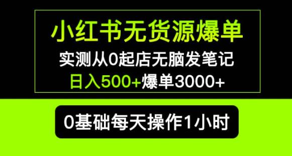 小红书无货源爆单实测从0起店无脑发笔记爆单3000+长期项目可多店-氢气球网创资源库