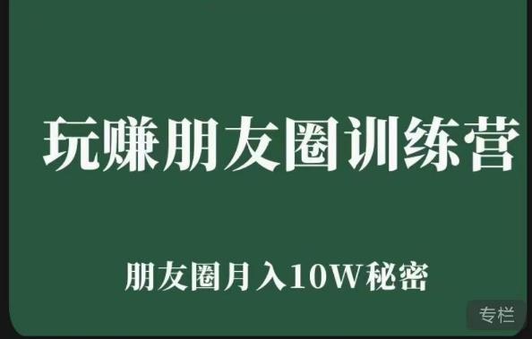玩赚朋友圈系统课，朋友圈月入10W的秘密，​7天系统图文课程-氢气球网创资源库