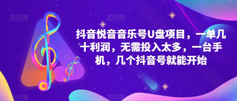 抖音音乐号U盘项目，一单几十利润，无需投入太多，一台手机，几个抖音号就能开始-氢气球网创资源库