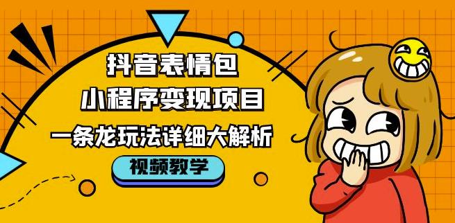 抖音表情包小程序变现项目，一条龙玩法详细大解析，视频版学习！-氢气球网创资源库