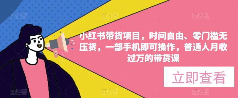 小红书带货项目，时间自由、零门槛无压货，一部手机即可操作，普通人月收过万的带货课-氢气球网创资源库