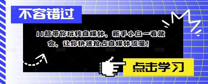 11招带你玩转自媒体，新手小白一看就会，让你快速抢占自媒体流量！-氢气球网创资源库