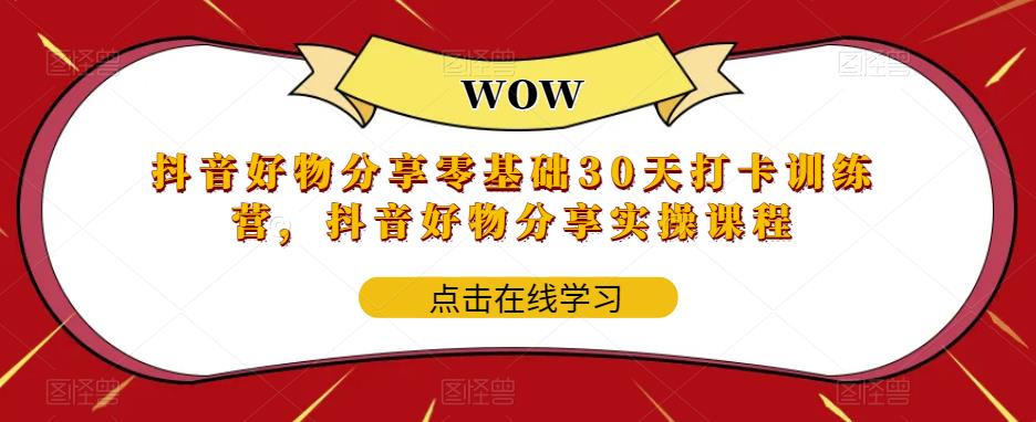 抖音好物分享零基础30天打卡训练营，抖音好物分享实操课程-氢气球网创资源库