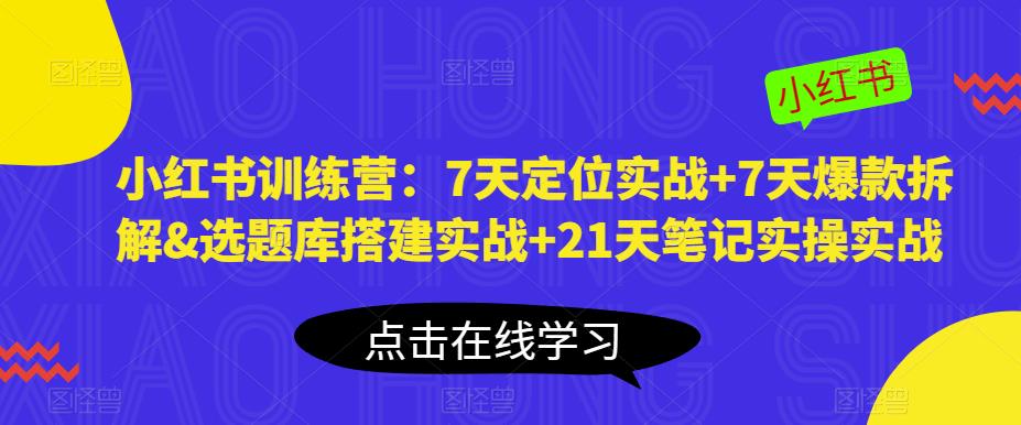 小红书训练营：7天定位实战+7天爆款拆解&选题库搭建实战+21天笔记实操实战-氢气球网创资源库