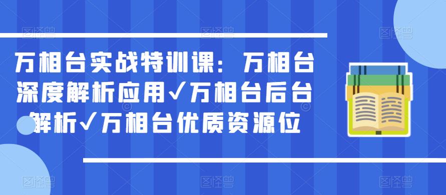 万相台实战特训课：万相台深度解析应用✔万相台后台解析✔万相台优质资源位-氢气球网创资源库