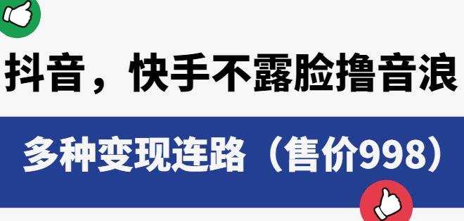 抖音快手不露脸撸音浪项目，多种变现连路（售价998）-氢气球网创资源库