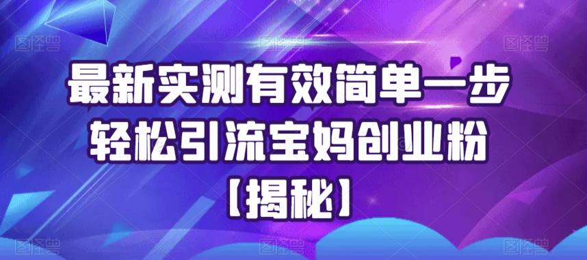 最新实测有效简单一步轻松引流宝妈创业粉【揭秘】-氢气球网创资源库
