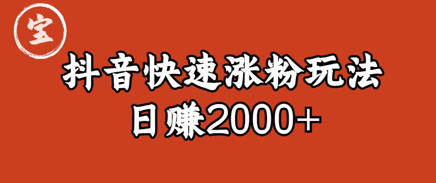 宝哥私藏·抖音快速起号涨粉玩法（4天涨粉1千）（日赚2000+）【揭秘】-氢气球网创资源库