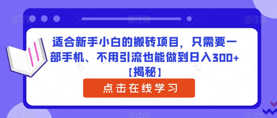 适合新手小白的搬砖项目，只需要一部手机、不用引流也能做到日入300+【揭秘】-氢气球网创资源库