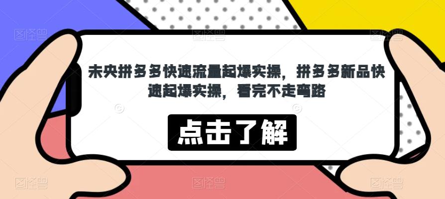 未央拼多多快速流量起爆实操，拼多多新品快速起爆实操，看完不走弯路-氢气球网创资源库