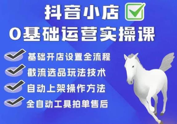 白马电商·0基础抖店运营实操课，基础开店设置全流程，截流选品玩法技术-氢气球网创资源库
