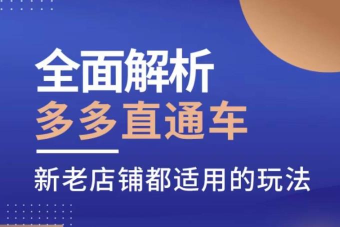全面解析多多直通车，​新老店铺都适用的玩法-氢气球网创资源库