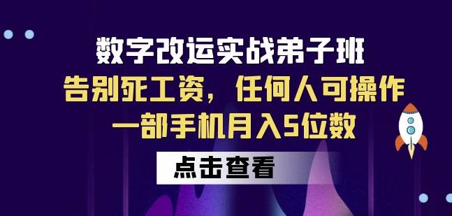 数字改运实战弟子班：告别死工资，任何人可操作，一部手机月入5位数-氢气球网创资源库