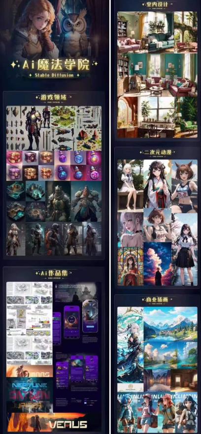 Ai魔法绘画 Stable Diffusion专业课高效辅助Ui/运营作品集0到精通系统课-氢气球网创资源库
