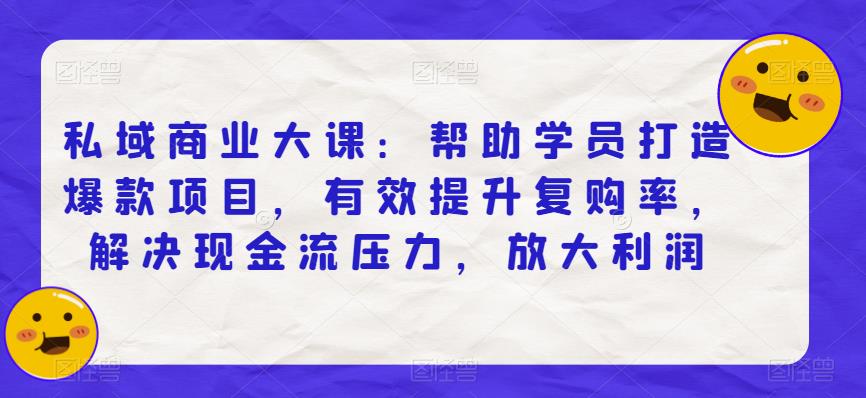 私域商业大课：帮助学员打造爆款项目，有效提升复购率，解决现金流压力，放大利润-氢气球网创资源库