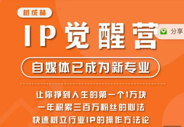 树成林·IP觉醒营，快速树立行业IP的操作方法论，让你赚到人生的第一个1万块-氢气球网创资源库