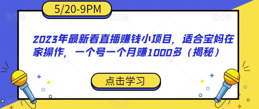 2023年最新看直播赚钱小项目，适合宝妈在家操作，一个号一个月赚1000多（揭秘）-氢气球网创资源库