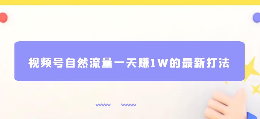 视频号自然流量一天赚1W的最新打法，基本0投资【揭秘】-氢气球网创资源库