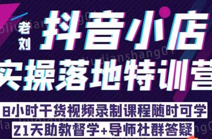 老刘·抖店商品卡流量，​抖音小店实操落地特训营，8小时干货视频录制课程随时可学-氢气球网创资源库