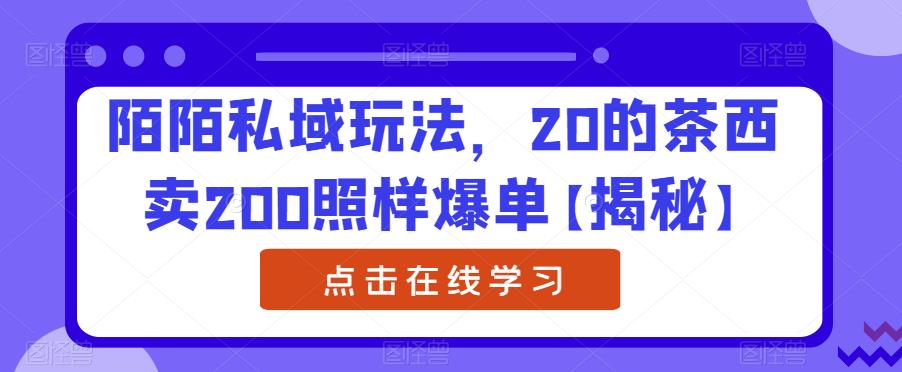 陌陌私域玩法，20的茶西卖200照样爆单【揭秘】-氢气球网创资源库