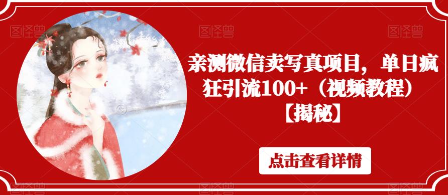 亲测微信卖写真项目，单日疯狂引流100+（视频教程）【揭秘】-氢气球网创资源库
