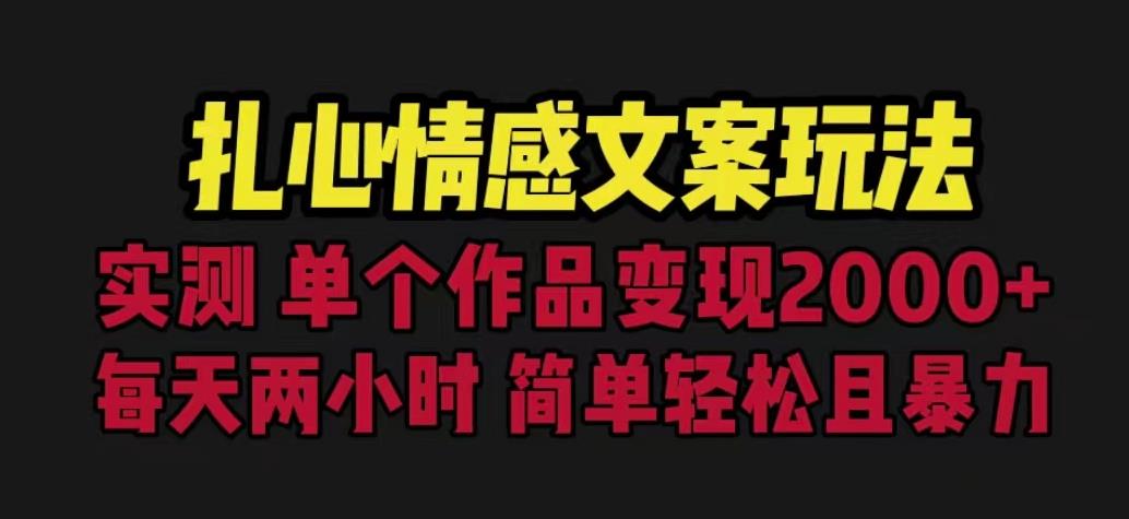扎心情感文案玩法，单个作品变现5000+，一分钟一条原创作品，流量爆炸【揭秘】-氢气球网创资源库