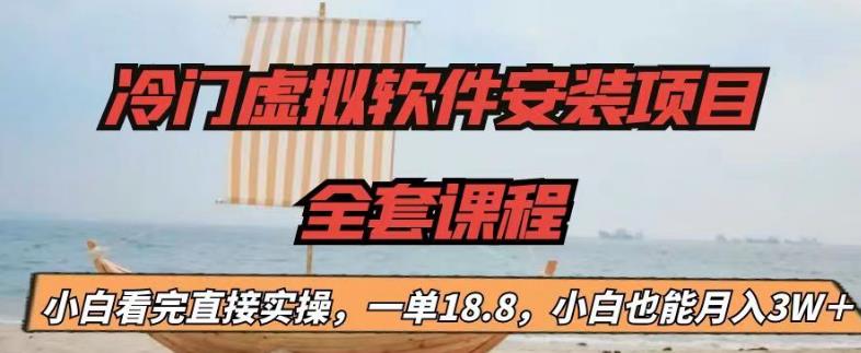 冷门虚拟软件安装项目，一单18.8，小白也能月入3W＋【揭秘】-氢气球网创资源库