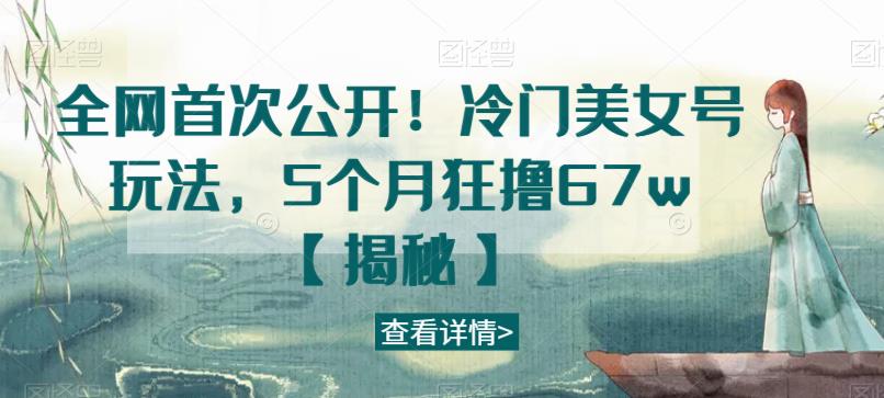 全网首次公开！冷门美女号玩法，5个月狂撸67w【揭秘】-氢气球网创资源库