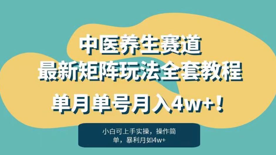 暴利赛道中医养生赛道最新矩阵玩法，单月单号月入4w+！【揭秘】-氢气球网创资源库