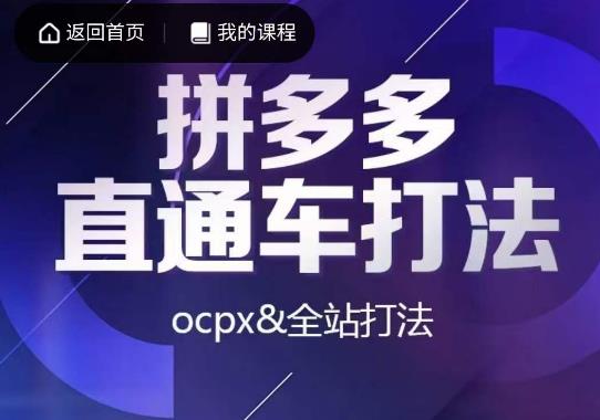 互力·拼多多直通车打法，ocpx&全站打法-氢气球网创资源库