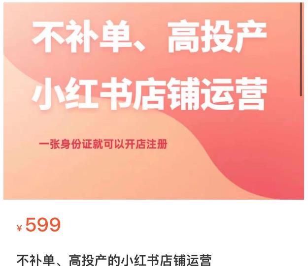 不补单、高投产的小红书店铺运营，一张身份证就可以开店注册-氢气球网创资源库