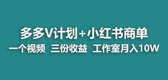【蓝海项目】多多v计划+小红书商单一个视频三份收益工作室月入10w-氢气球网创资源库