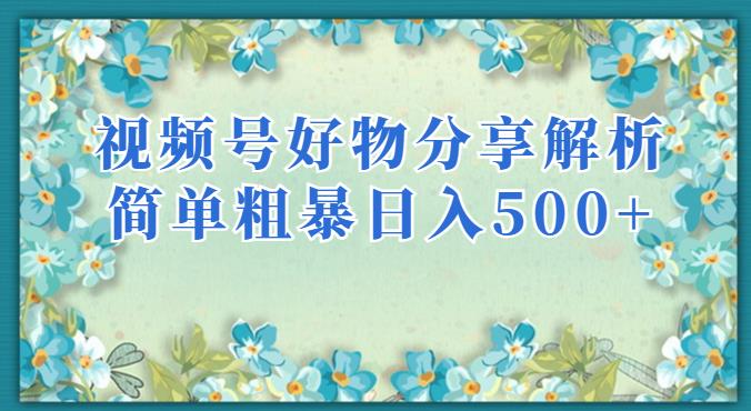 视频号好物分享解析，简单粗暴可以批量方大的项目【揭秘】-氢气球网创资源库