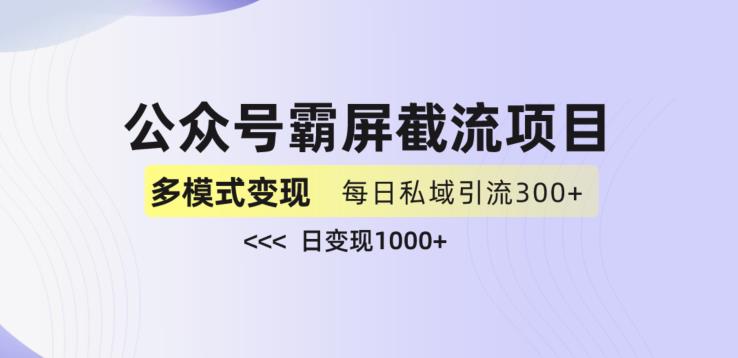 公众号霸屏截流项目+私域多渠道变现玩法，全网首发，日入1000+【揭秘】-氢气球网创资源库