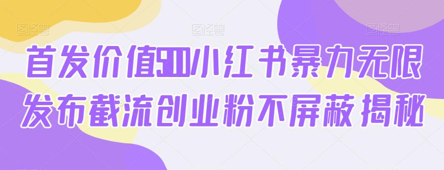 首发价值5100小红书暴力无限发布截流创业粉不屏蔽揭秘-氢气球网创资源库