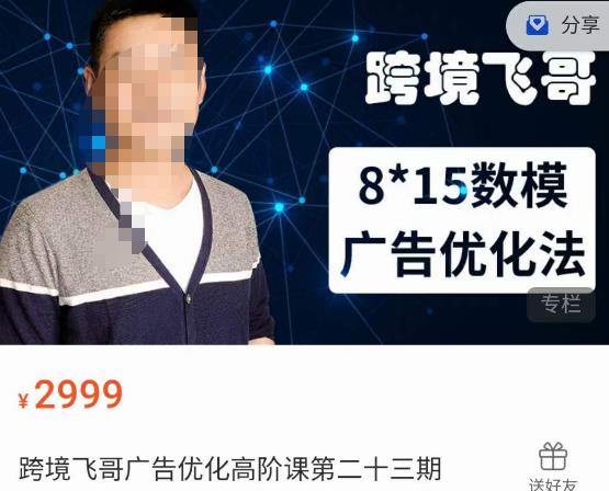 跨境飞哥·广告优化高阶课第二十三期，​8*15数模广告优化法，用数据驱动决策-氢气球网创资源库
