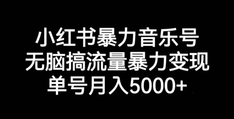 小红书暴力音乐号，无脑搞流量暴力变现，单号月入5000+-氢气球网创资源库