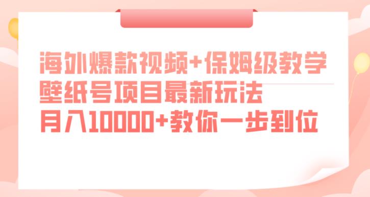 海外爆款视频+保姆级教学，壁纸号项目最新玩法，月入10000+教你一步到位【揭秘】-氢气球网创资源库