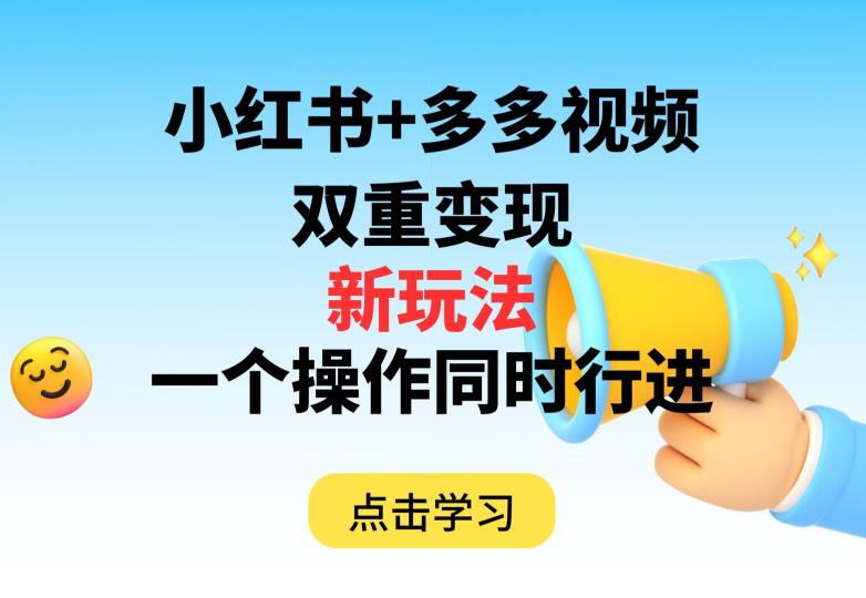 多多视频+小红书，双重变现新玩法，可同时进行【揭秘】-氢气球网创资源库