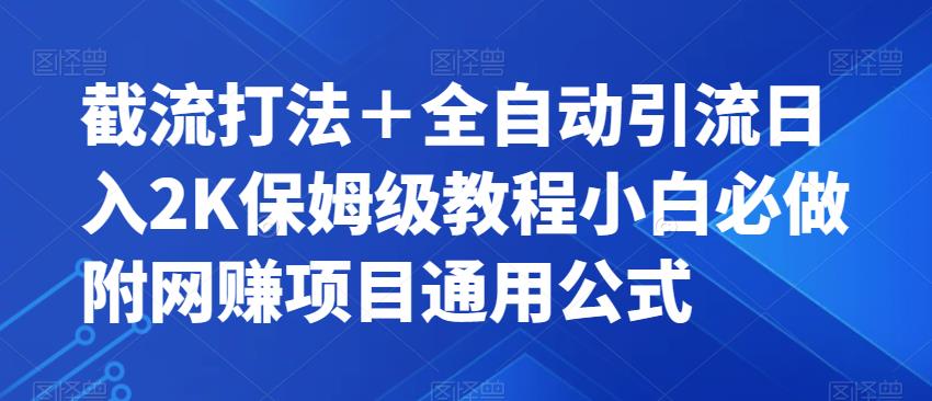 截流打法＋全自动引流日入2K保姆级教程小白必做，附项目通用公式【揭秘】-氢气球网创资源库