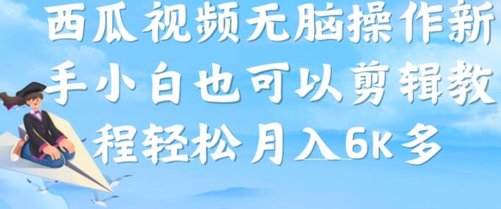 西瓜视频搞笑号，无脑操作新手小白也可月入6K-氢气球网创资源库
