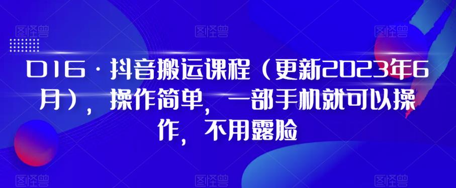 D1G·抖音搬运课程（更新2023年9月），操作简单，一部手机就可以操作，不用露脸-氢气球网创资源库