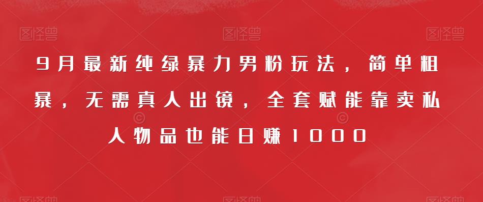 9月最新纯绿暴力男粉玩法，简单粗暴，无需真人出镜，全套赋能靠卖私人物品也能日赚1000-氢气球网创资源库