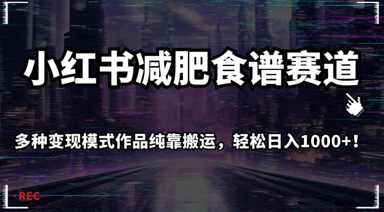 小红书减肥食谱赛道，多种变现模式作品纯靠搬运，轻松日入1000+！【揭秘】-氢气球网创资源库