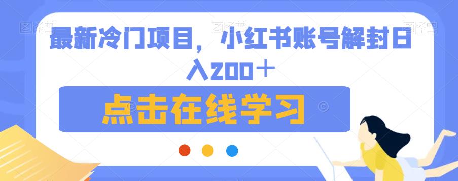 最新冷门项目，小红书账号解封日入200＋【揭秘】-氢气球网创资源库