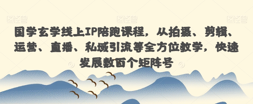 国学玄学线上IP陪跑课程，从拍摄、剪辑、运营、直播、私域引流等全方位教学，快速发展数百个矩阵号-氢气球网创资源库