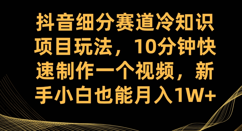 抖音细分赛道冷知识项目玩法，10分钟快速制作一个视频，新手小白也能月入1W+【揭秘】-氢气球网创资源库